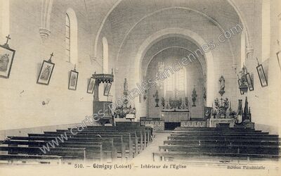 Carte postale ancienne Intérieur de l'Eglise — Gémigny (Loiret)