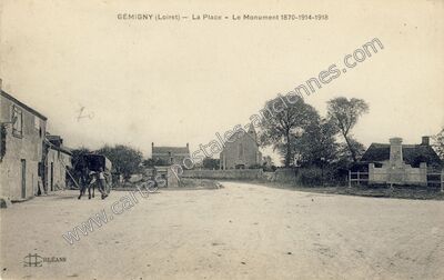 Carte postale ancienne La Place — Le Monument 1870-1914-1918 — Gémigny (Loiret)