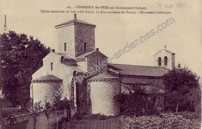Carte postale ancienne Eglise construite en 806 (côté Nord). La plus ancienne de France. - Monument historique — Germigny-des-Prés (Loiret)