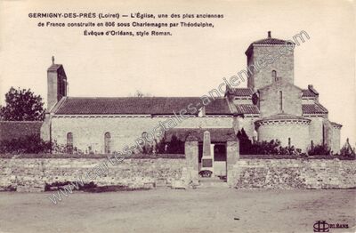 Carte postale ancienne L'Église, une des plus anciennes de France construite en 806 sous Charlemagne par… — Germigny-des-Prés (Loiret)