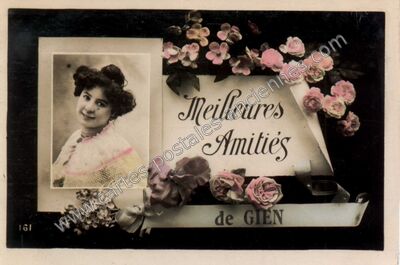 Carte postale ancienne Meilleures Amitiés — Gien (Loiret)