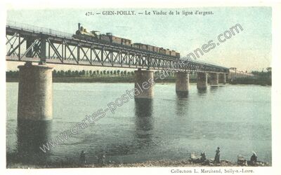 Carte postale ancienne Le Viaduc de la ligne d'argent — Gien (Loiret)