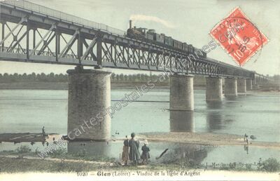 Carte postale ancienne Viaduc de la ligne d'Argent — Gien (Loiret)