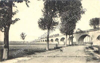 Carte postale ancienne Viaduc de Gien à Poilly — Lignes de Gien à Argent — Gien (Loiret)