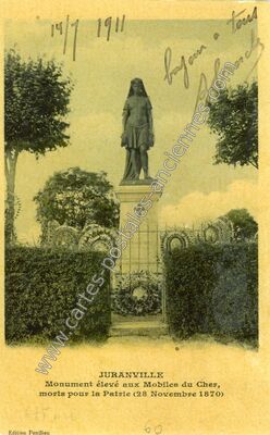 Carte postale ancienne Monument élevé aux Mobiles du Cher, morts pour la Patrie — Juranville (Loiret)
