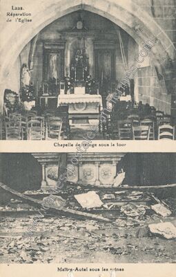 Carte postale ancienne Réparation de l'Eglise — Laas (Loiret)