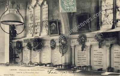 Carte postale ancienne Ossuaire des Soldats Français tués le 24 Novembre 1870 — Ladon (Loiret)