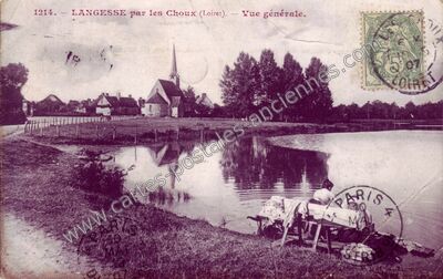 Carte postale ancienne Langesse par les Choux. Vue générale — Langesse (Loiret)