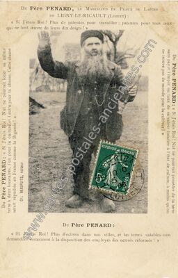 Carte postale ancienne Du Père PENARD, LE MARcHAND DE PEAUX DE LAPINS — Ligny-le-Ribault (Loiret)