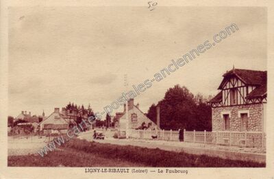 Carte postale ancienne Le Faubourg — Ligny-le-Ribault (Loiret)