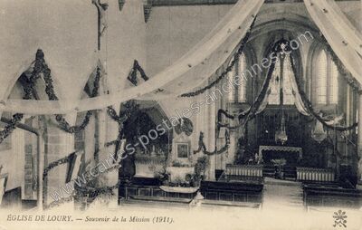 Carte postale ancienne Église de Loury. — Souvenir de la Mission (1911) — Loury (Loiret)