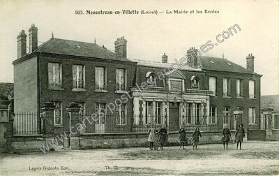 Carte postale ancienne La Mairie et les Ecoles — Ménestreau-en-Villette (Loiret)