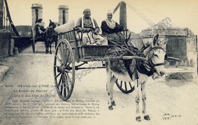 Carte postale ancienne Le Retour du Marché — Meung-sur-Loire (Loiret)