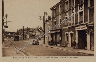 Carte postale ancienne La Route de Blois - L'Hôtel Saint-Jacques — Meung-sur-Loire (Loiret)
