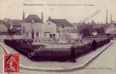 Carte postale ancienne Monument Jehan de Meung par Ch. Desvergnes — Meung-sur-Loire (Loiret)