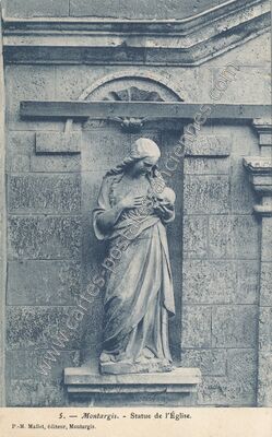 Carte postale ancienne Statue de l'Église — Montargis (Loiret)