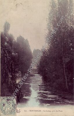 Carte postale ancienne Le Loing, pris du Pont — Montargis (Loiret)