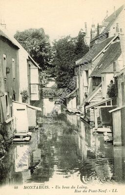 Carte postale ancienne Un bras du Loing. Rue du Pont-Neuf — Montargis (Loiret)