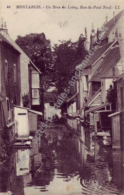 Carte postale ancienne Un Bras du Loing, Rue du Pont Neuf — Montargis (Loiret)