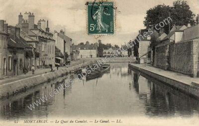 Carte postale ancienne Le Quai du Canalet. — Le Canal — Montargis (Loiret)