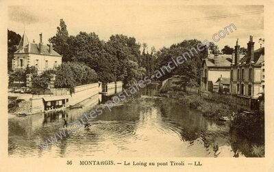 Carte postale ancienne Le Loing au pont Tivoli — Montargis (Loiret)
