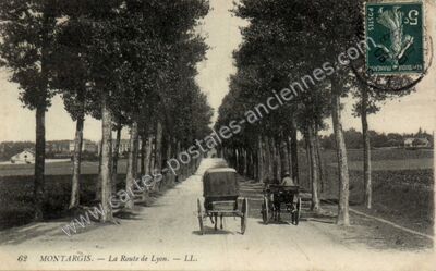 Carte postale ancienne La Route de Lyon — Montargis (Loiret)