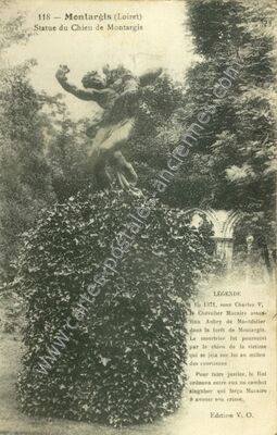 Carte postale ancienne Statue du Chien de Montargis — Montargis (Loiret)