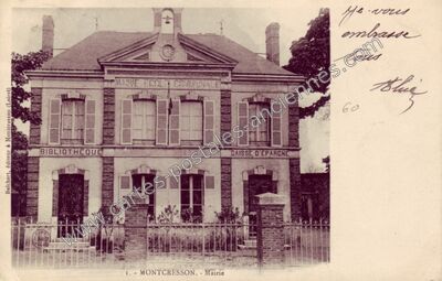 Carte postale ancienne Mairie École Communale — Montcresson (Loiret)