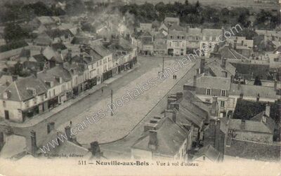 Carte postale ancienne Vue à vol d'oiseau — Neuville-aux-Bois (Loiret)