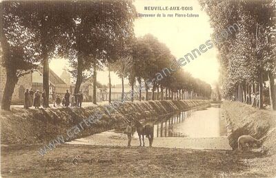 Carte postale ancienne L'Abreuvoir de la rue Pierre-Lebrun — Neuville-aux-Bois (Loiret)