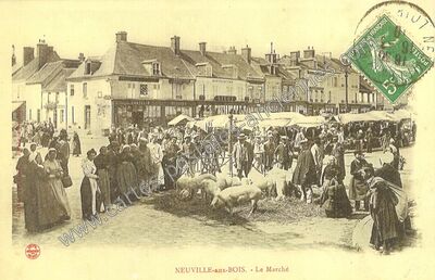 Carte postale ancienne Le Marché — Neuville-aux-Bois (Loiret)