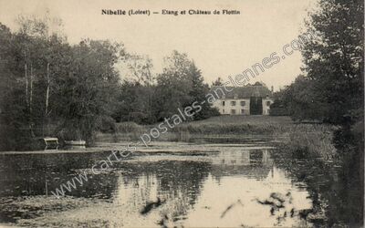 Carte postale ancienne Etang et Château de Flottin — Nibelle (Loiret)