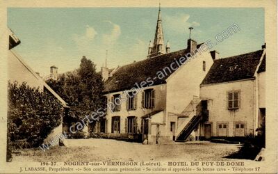 Carte postale ancienne HOTEL DU PUY-DE-DOME — Nogent-sur-Vernisson (Loiret)