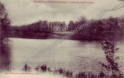 Carte postale ancienne Château de Praslin et Etang — Nogent-sur-Vernisson (Loiret)