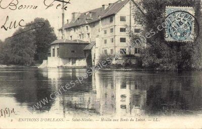 Carte postale ancienne Moulin aux Bords du Loiret — Olivet (Loiret)