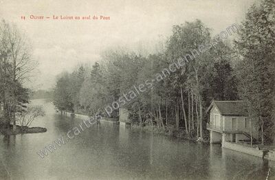 Carte postale ancienne Le Loiret en aval du Pont — Olivet (Loiret)