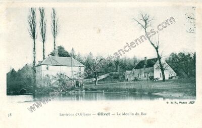 Carte postale ancienne Le Moulin du Bac — Olivet (Loiret)