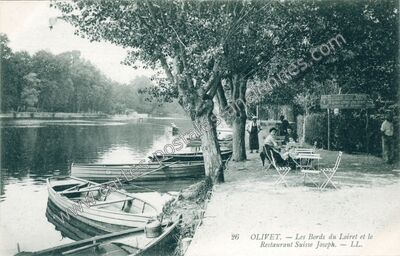 Carte postale ancienne Les Bords du Loiret et le Restaurant Suisse Joseph — Olivet (Loiret)