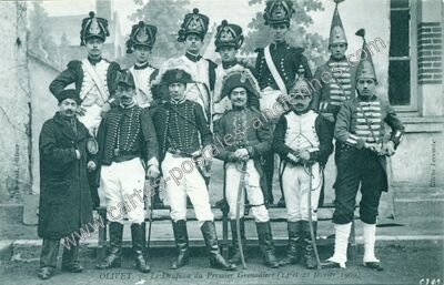 Carte postale ancienne Le Drapeau du Premier Grenadiers — Olivet (Loiret)