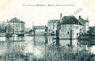 Carte postale ancienne Moulins de Saint-Santin — Olivet (Loiret)