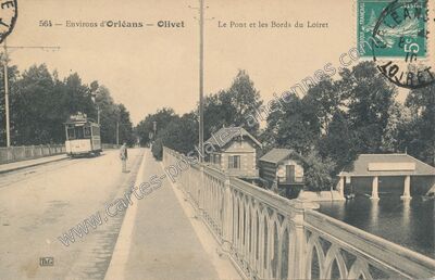 Carte postale ancienne Le Pont et les Bords du Loiret — Olivet (Loiret)