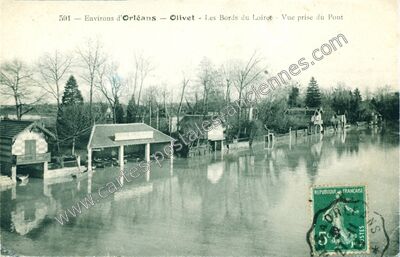 Carte postale ancienne Les Bords du Loiret - Vue prise du Pont — Olivet (Loiret)