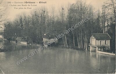Carte postale ancienne Chalets aux Bords du Loiret — Olivet (Loiret)