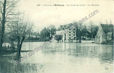 Carte postale ancienne Les bords du Loiret - Les Moulins — Olivet (Loiret)