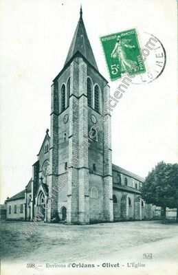 Carte postale ancienne Environs d'Orléans - L'Église — Olivet (Loiret)