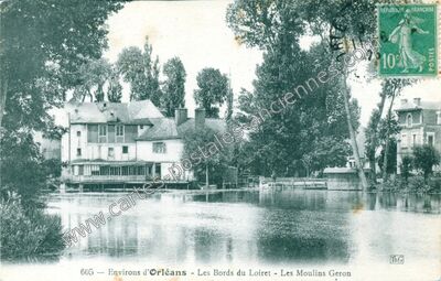 Carte postale ancienne Les Bords du Loiret - Les Moulins Geron — Olivet (Loiret)