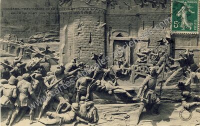 Carte postale ancienne Bas-relief de la statue de Jeanne d'Arc, prise du Fort des Tourelles — Orléans (Loiret)