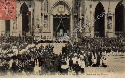 Carte postale ancienne Les Fêtes de Jeanne d'Arc. - Rentree de la Procession, la Bénédiction des Évêques — Orléans (Loiret)