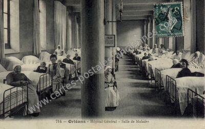 Carte postale ancienne Hôpital Général - Salle de Malades — Orléans (Loiret)