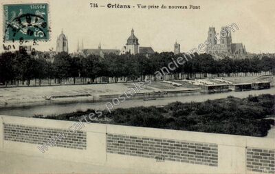 Carte postale ancienne Vue prise du nouveau Pont — Orléans (Loiret)